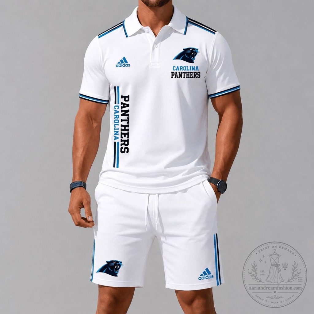Carolina Panthers National Football League Team Logo White Polo Shirt Carolina Panthers National Football League Team Logo White Polo Shirt