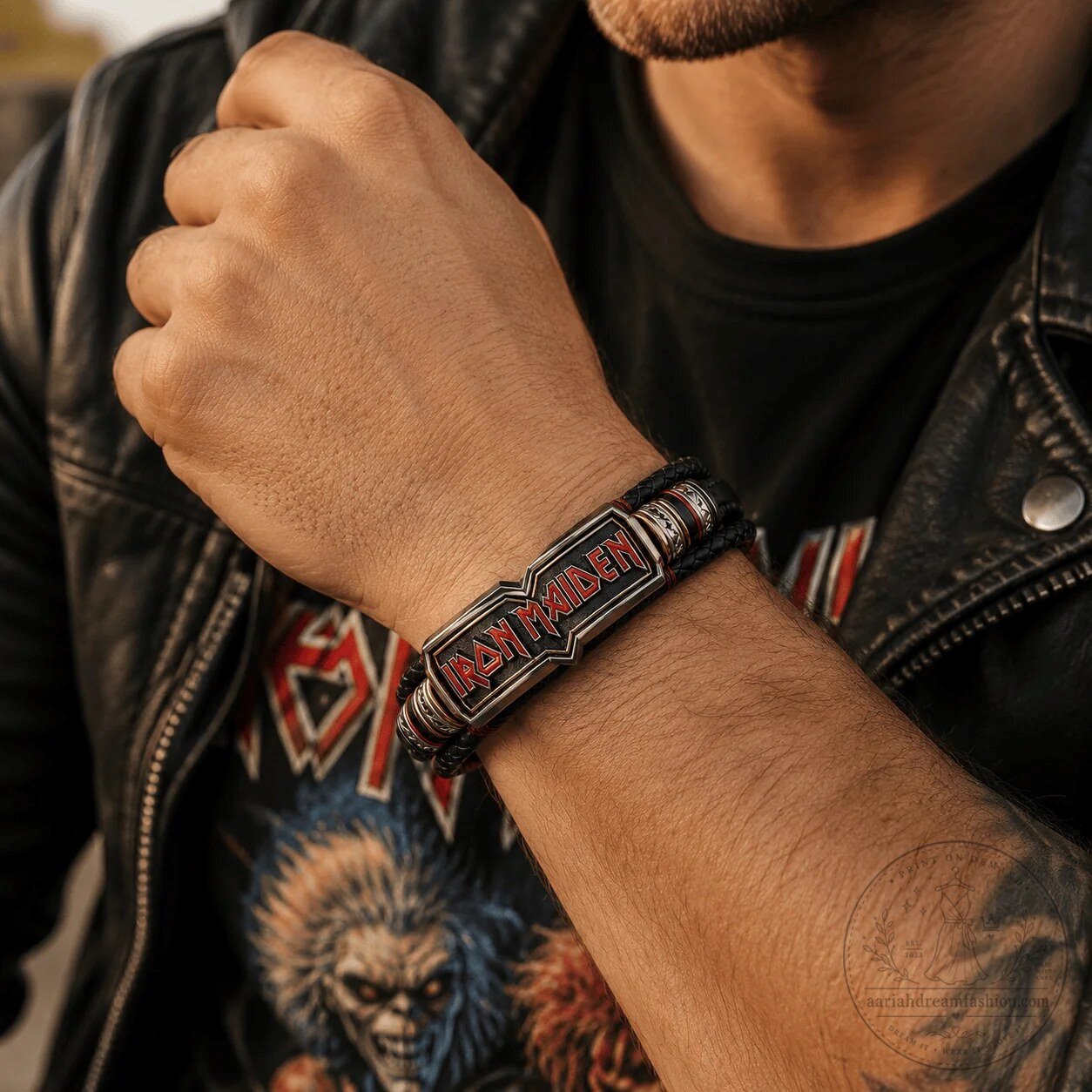 Iron Maiden To My Son You Are Never Walking Alone Braided Leather Bracelet 8 Iron Maiden To My Son You Are Never Walking Alone Braided Leather Bracelet