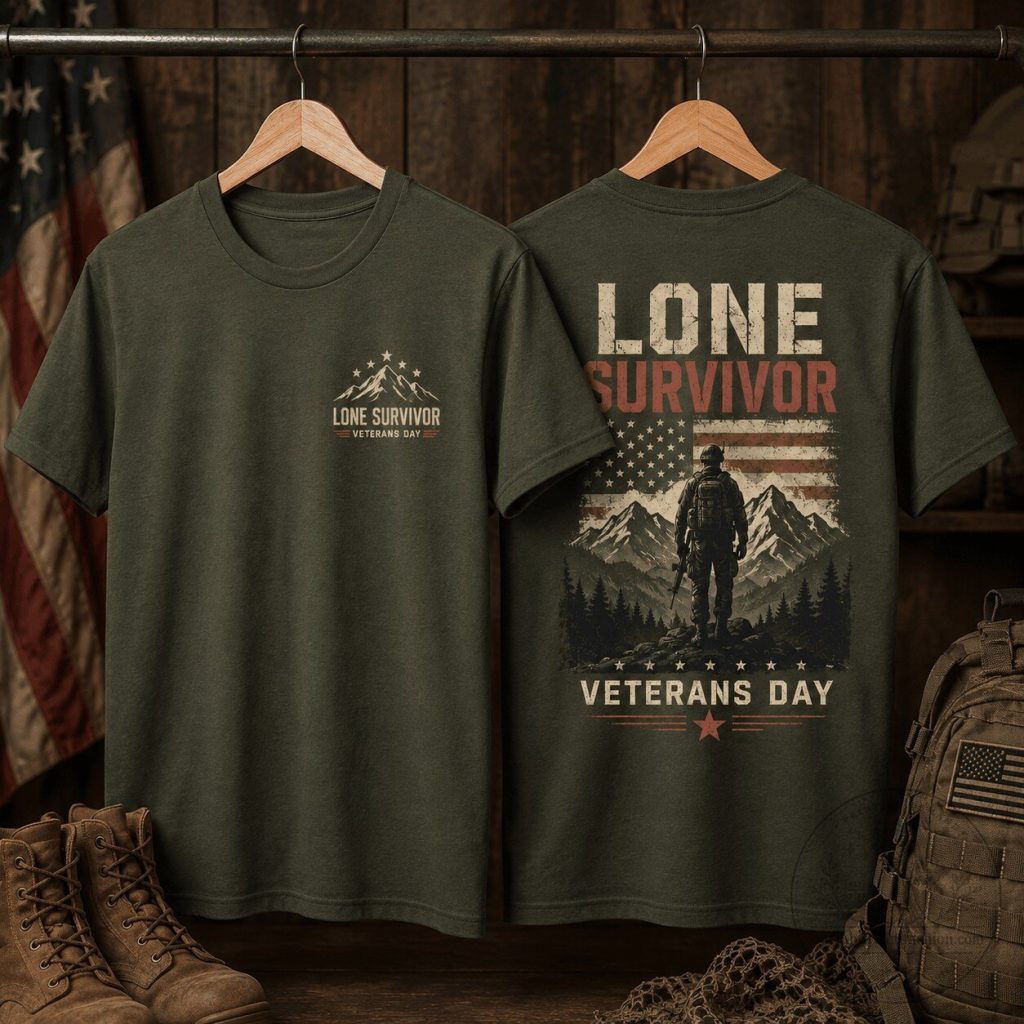 Lone Survivor Veterans Day Mountain Graphic Military Tribute T-Shirt Lone Survivor Veterans Day Mountain Graphic Military Tribute T-Shirt