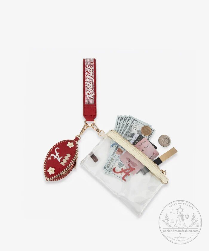 Alabama Crimson Tide Football Clear Wristlet Purse with Keychain Charm 9 Alabama Crimson Tide Football Clear Wristlet Purse with Keychain Charm