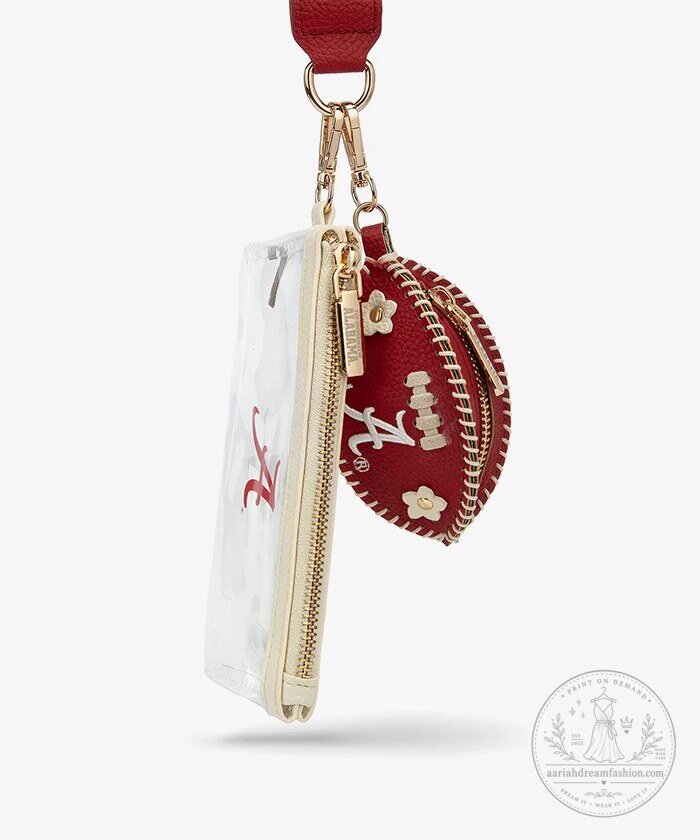 Alabama Crimson Tide Football Clear Wristlet Purse with Keychain Charm 11 Alabama Crimson Tide Football Clear Wristlet Purse with Keychain Charm