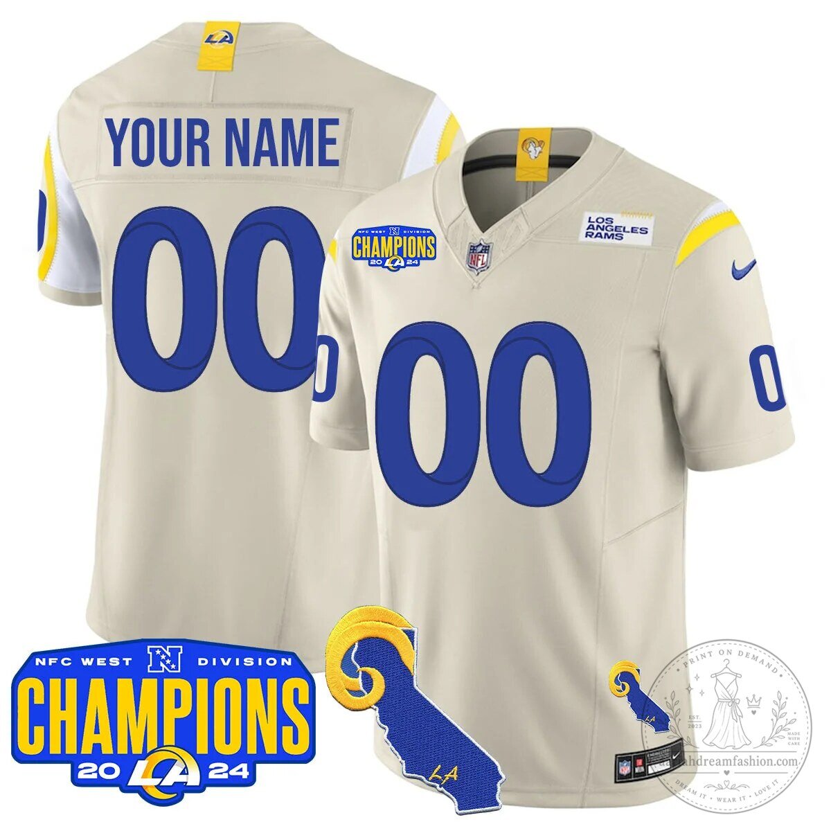 NFC West Division Champions Los Angeles Rams Football Jersey Custom Name Number 17 NFC West Division Champions Los Angeles Rams Football Jersey Custom Name Number
