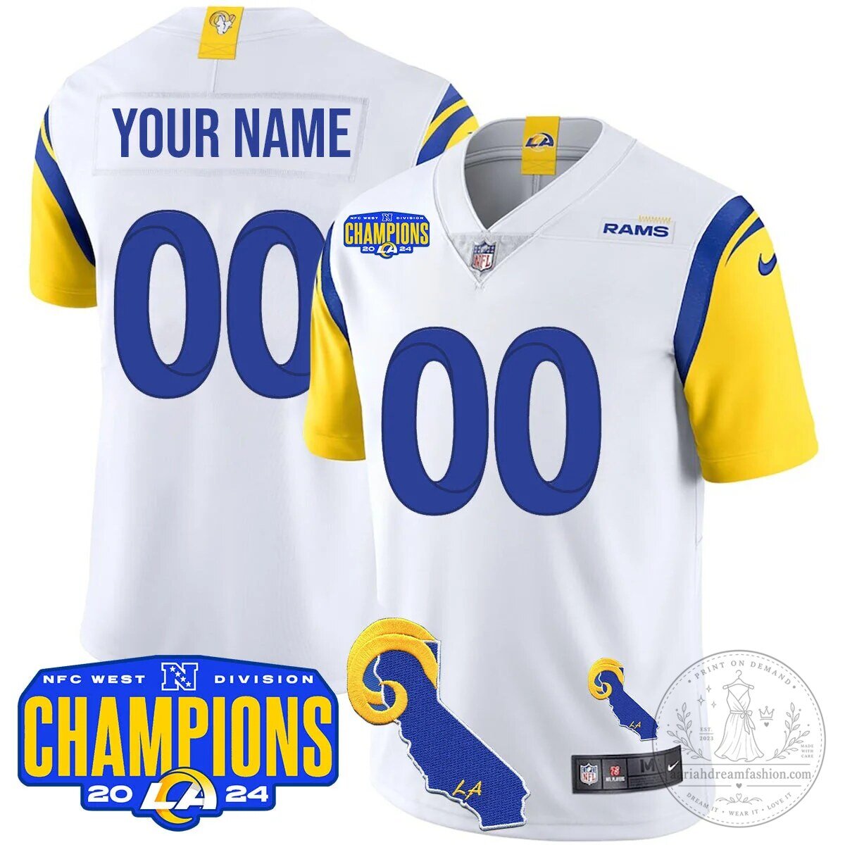 NFC West Division Champions Los Angeles Rams Football Jersey Custom Name Number 19 NFC West Division Champions Los Angeles Rams Football Jersey Custom Name Number