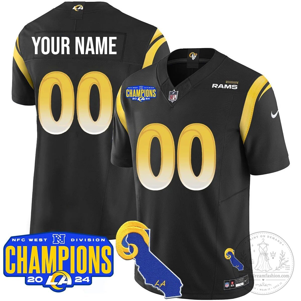 NFC West Division Champions Los Angeles Rams Football Jersey Custom Name Number 23 NFC West Division Champions Los Angeles Rams Football Jersey Custom Name Number