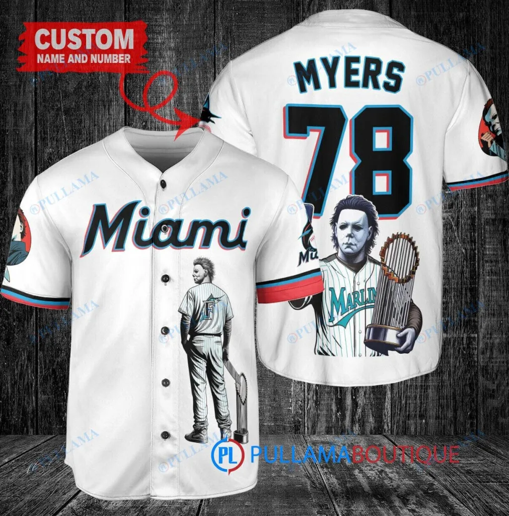 Miami Marlins Baseball Michael Myers Halloween World Series Trophy Baseball Jersey