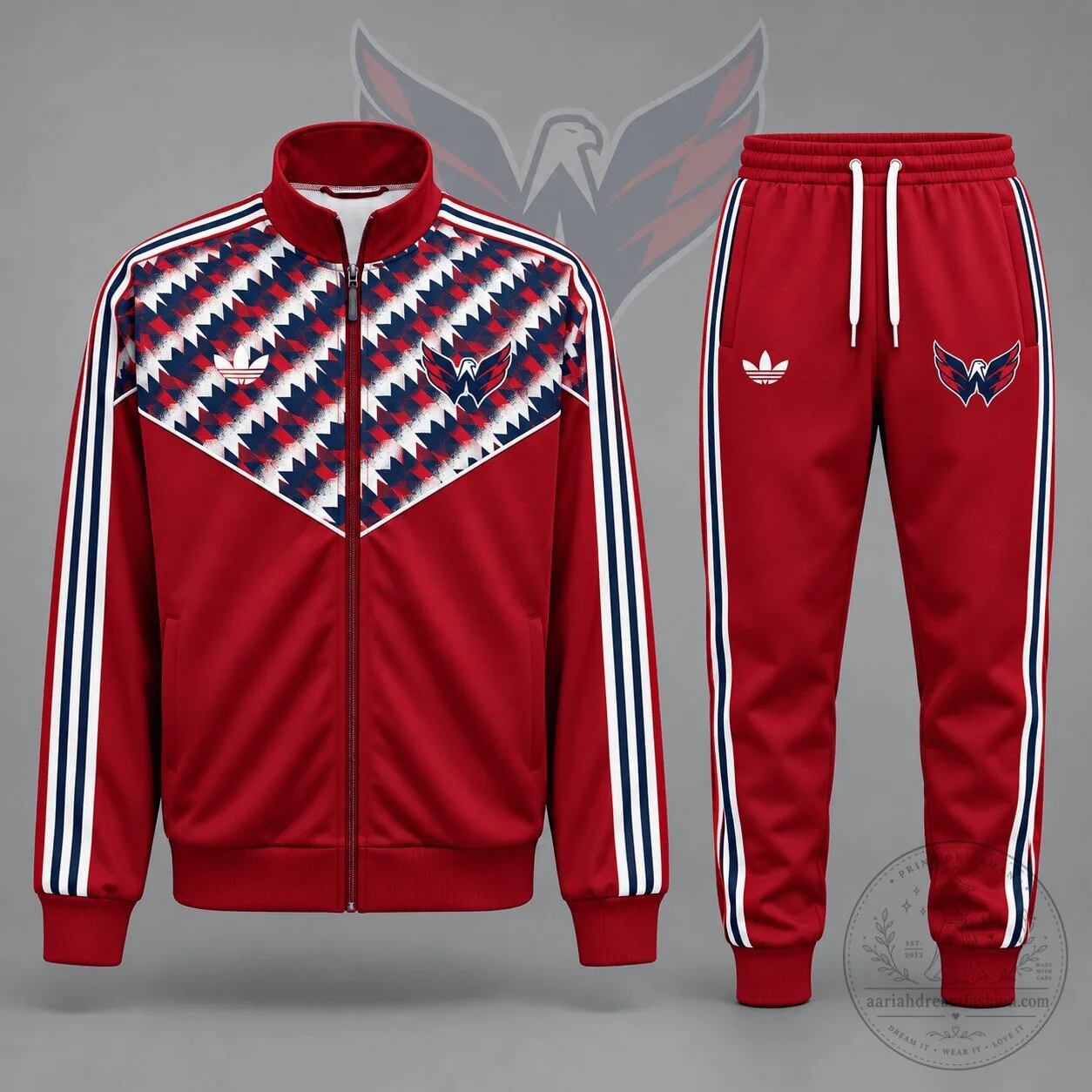 Washington Capitals Heritage Chevron Track Jacket and Jogger Pants Set