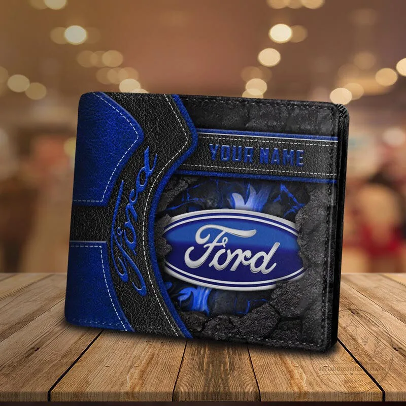 Ford Blue Oval Logo Personalized Bifold Wallet for Men