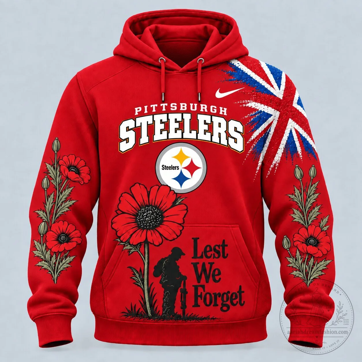 Pittsburgh Steelers Lest We Forget Red Friday Remembrance Day Hoodie