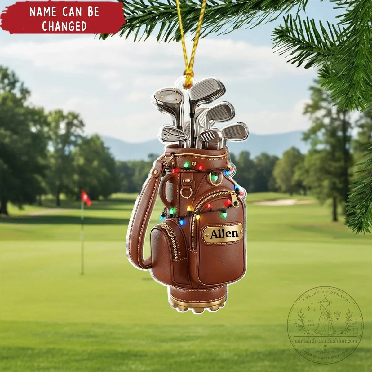 Personalized Golf Bag Christmas Tree Ornament