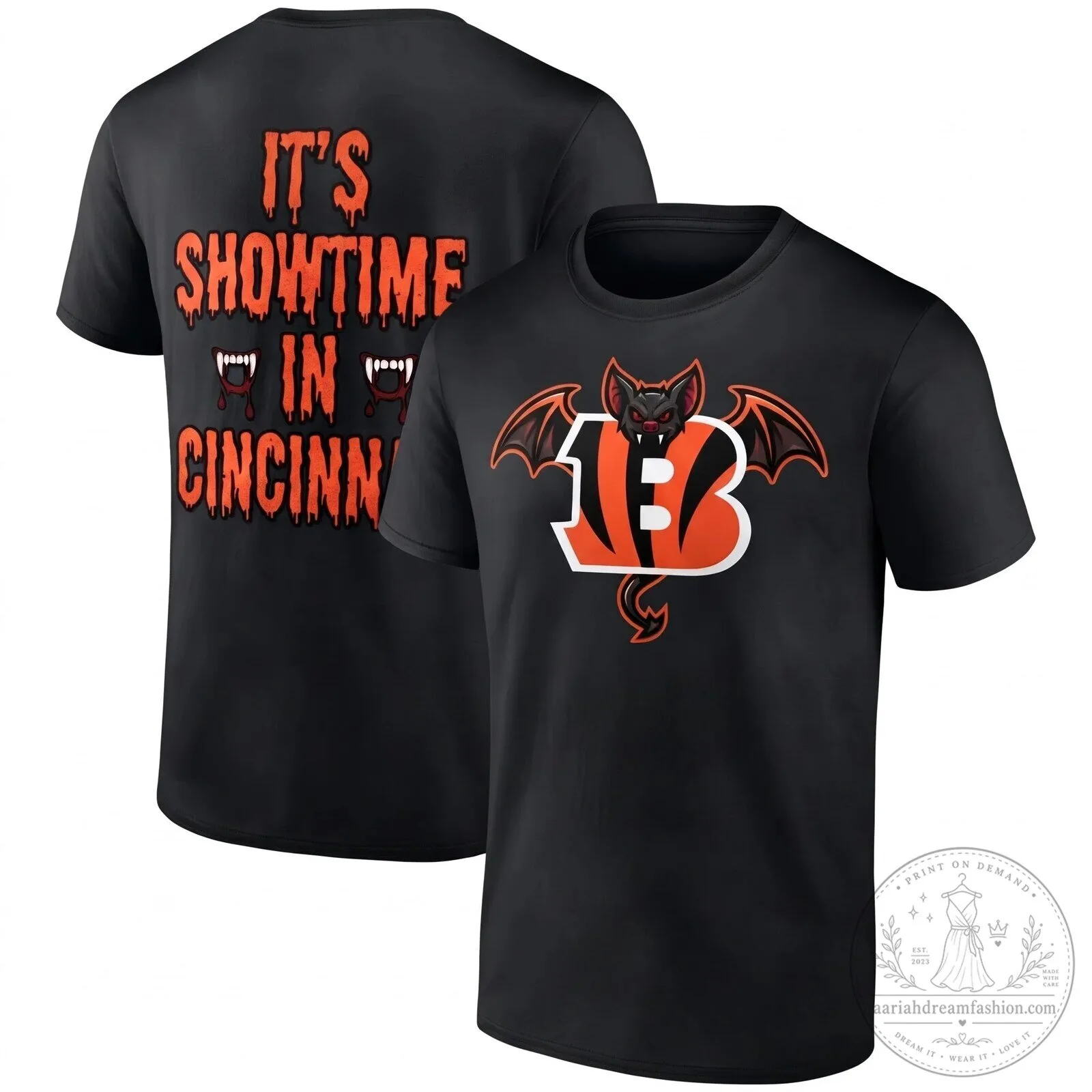 Halloween Cincinnati Bengals It's Showtime In Cincinnati Black T-Shirt