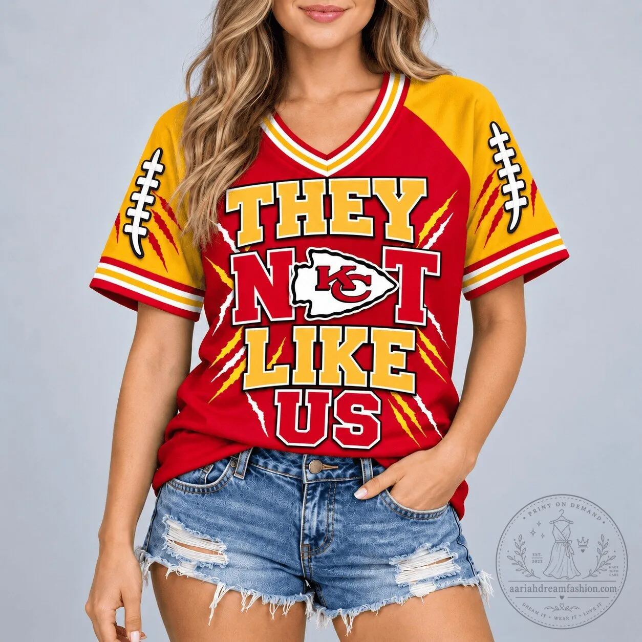 Kansas City Chiefs They Not Like Us Football Fan Game Day V-Neck T-Shirt
