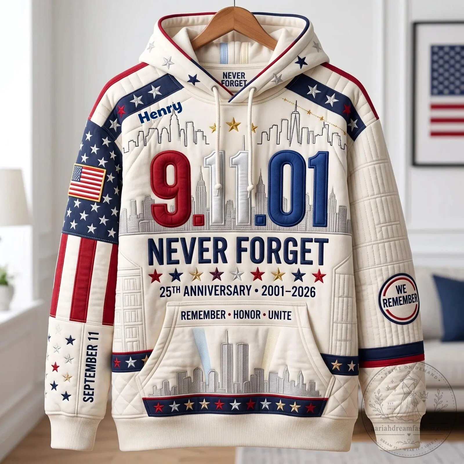 September 11 Never Forget 25th Anniversary Memorial Hoodie