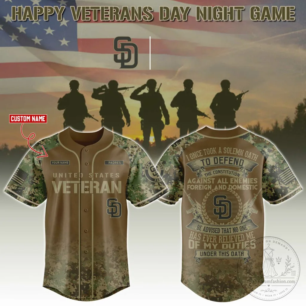 San Diego Padres Game Happy Veterans Day United States Veteran Baseball Jersey San Diego Padres Game Happy Veterans Day United States Veteran Baseball Jersey
