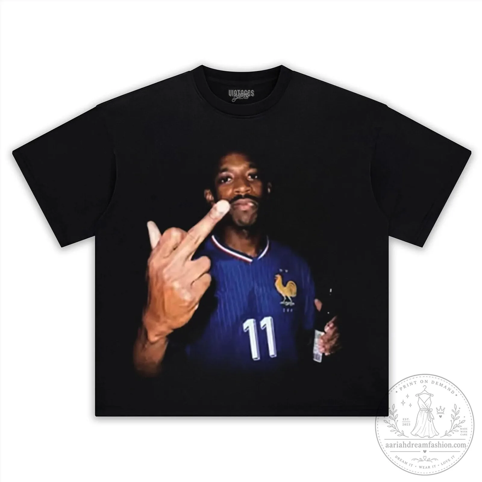 Ousmane Dembele France Football Team Player Black Graphic T-Shirt