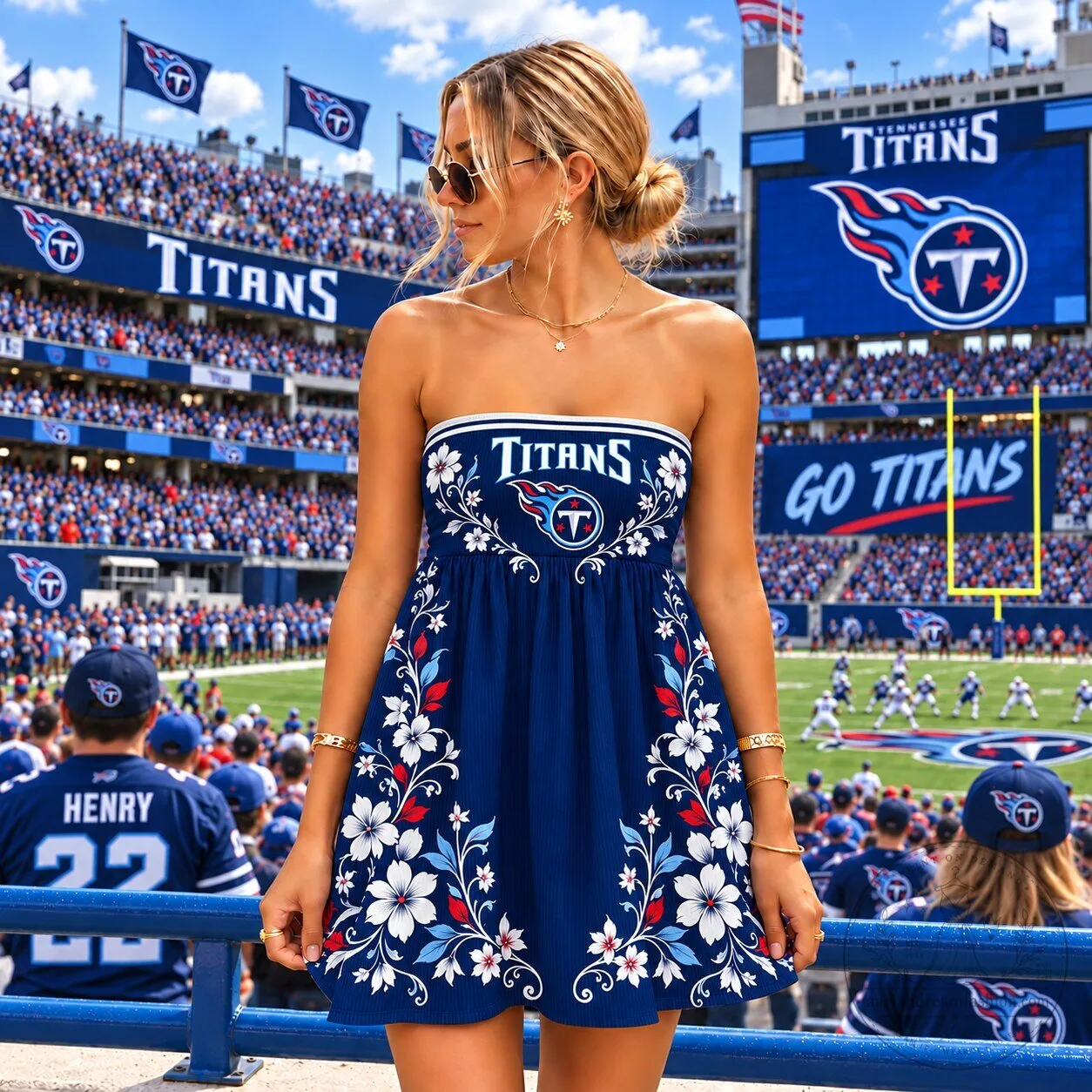 Tennessee Titans Floral Strapless Mini Dress for Women