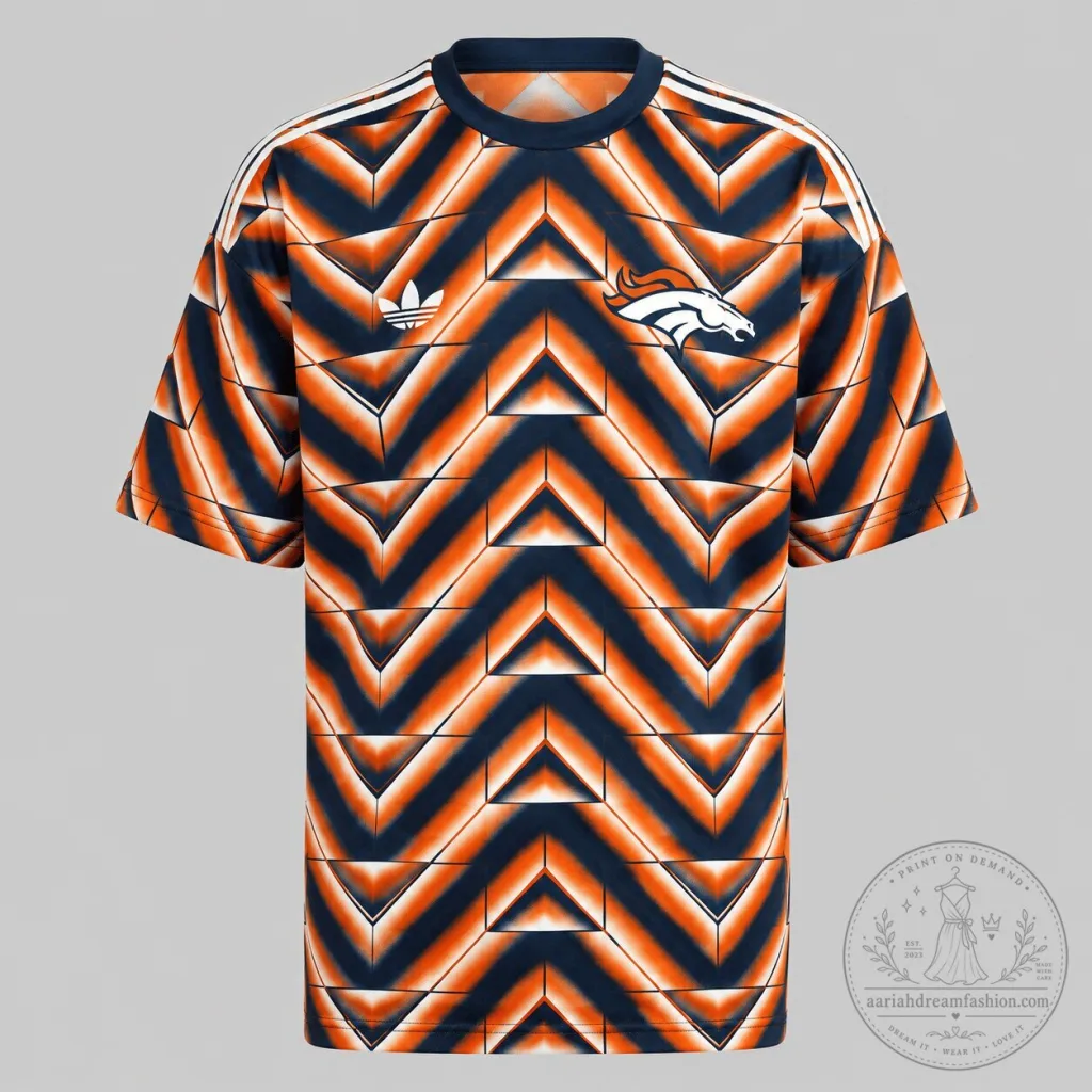 Denver Broncos NFL Football Team Retro Geometric Pattern Fan T-Shirt Denver Broncos NFL Football Team Retro Geometric Pattern Fan T-Shirt