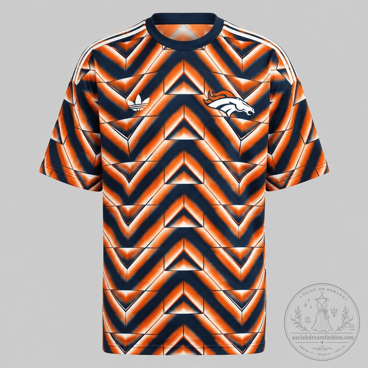 Denver Broncos NFL Football Team Retro Geometric Pattern Fan T-Shirt