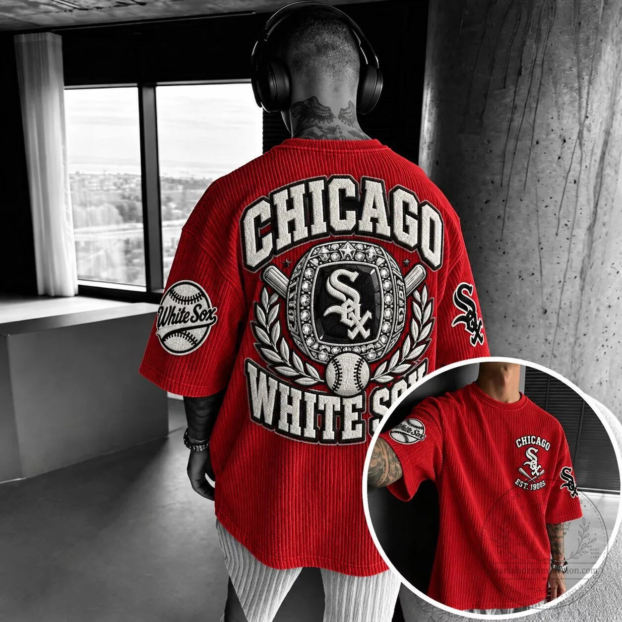 Chicago White Sox Baseball Club Oversized Red T-Shirt 1 Chicago White Sox Baseball Club Oversized Red T-Shirt