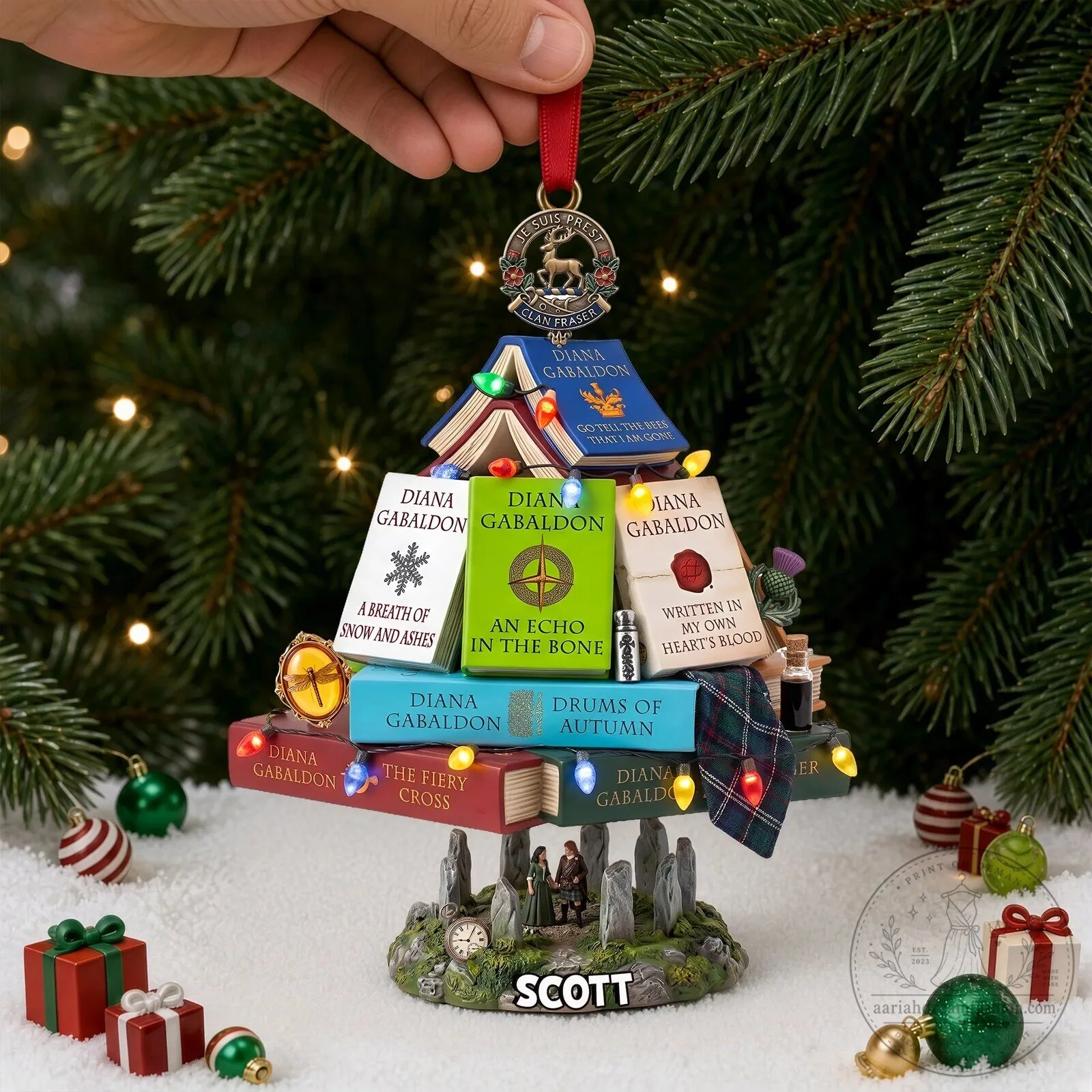 Outlander Book Stack Christmas Tree Ornament, Diana Gabaldon Novel Fan Gift 2 Outlander Book Stack Christmas Tree Ornament, Diana Gabaldon Novel Fan Gift