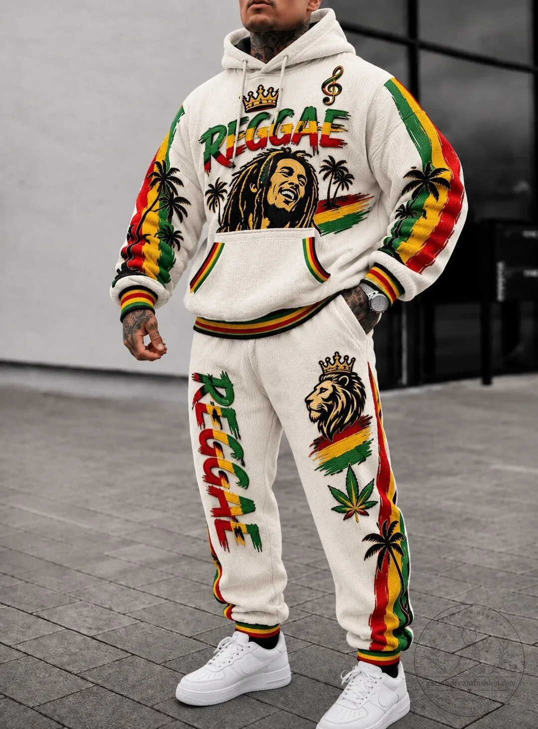 Bob Marley Reggae Music Lion of Judah Rasta Colors Hoodie and Pants Set