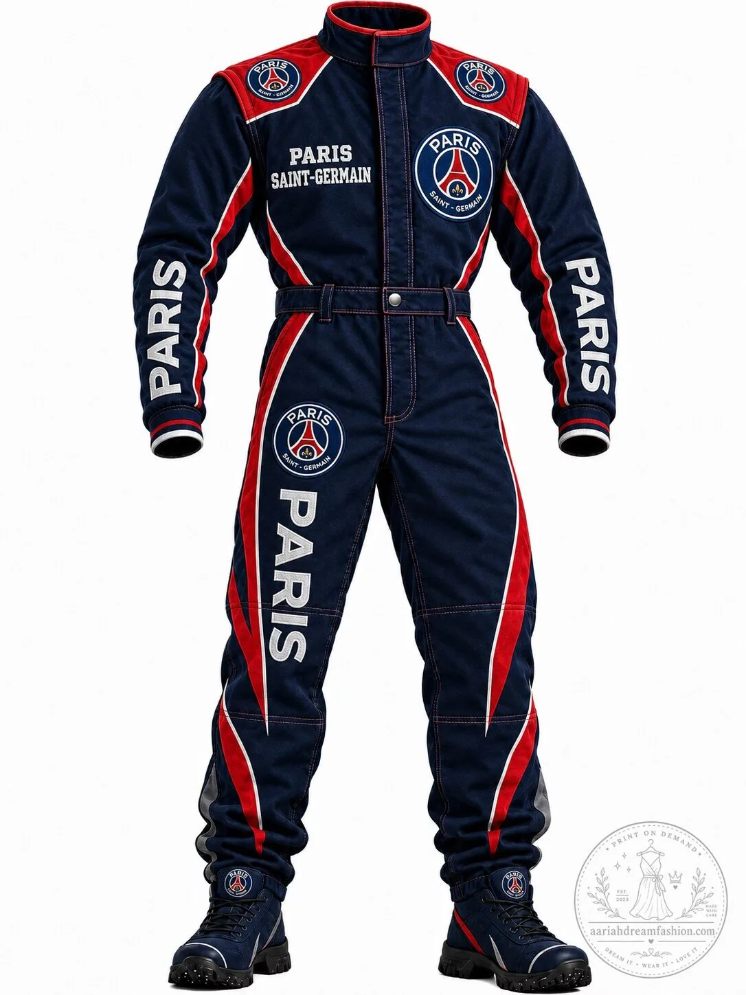 Paris Saint-Germain Racing Style Long Sleeve Jumpsuit