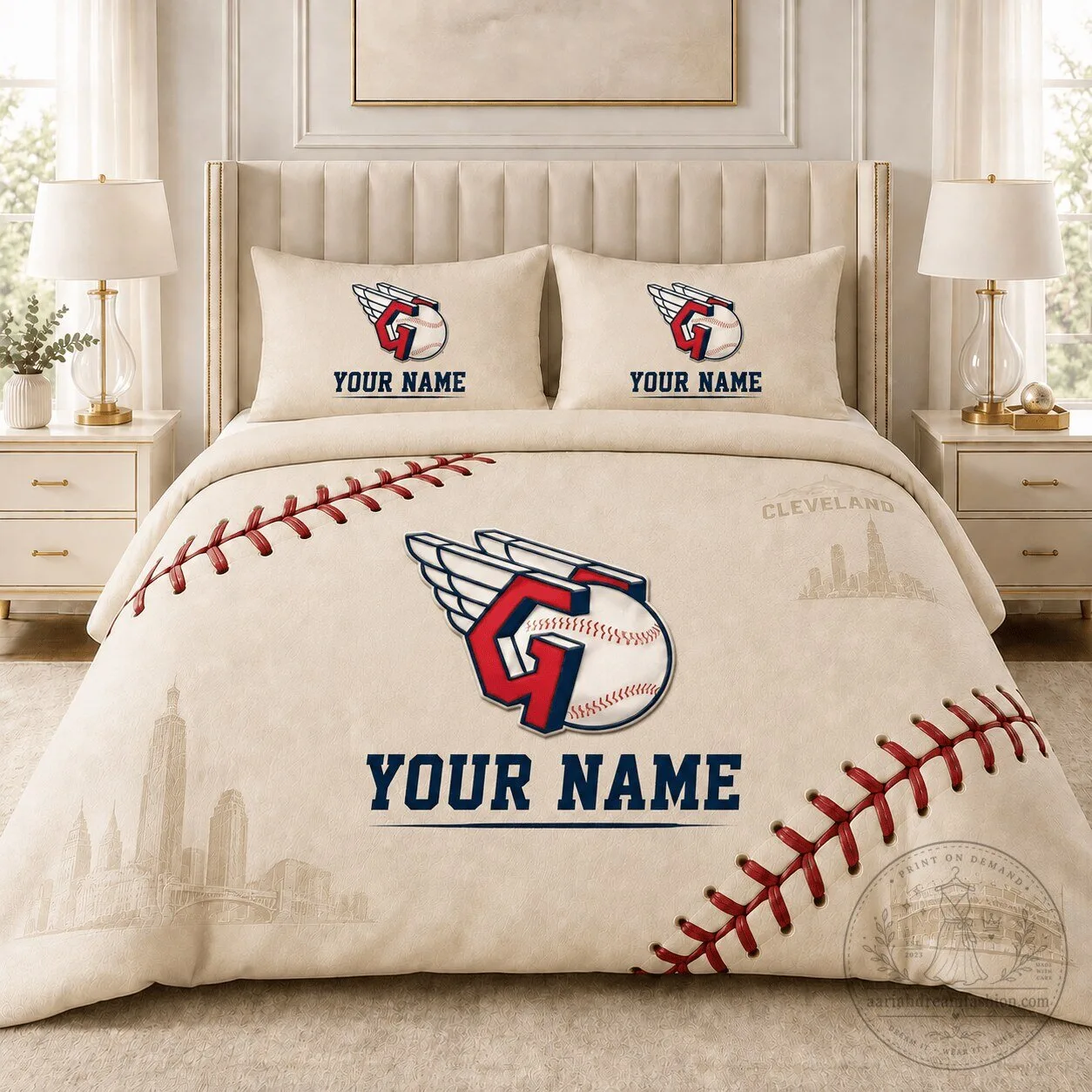 Cleveland Guardians Baseball Personalized Duvet Cover Bedding Set