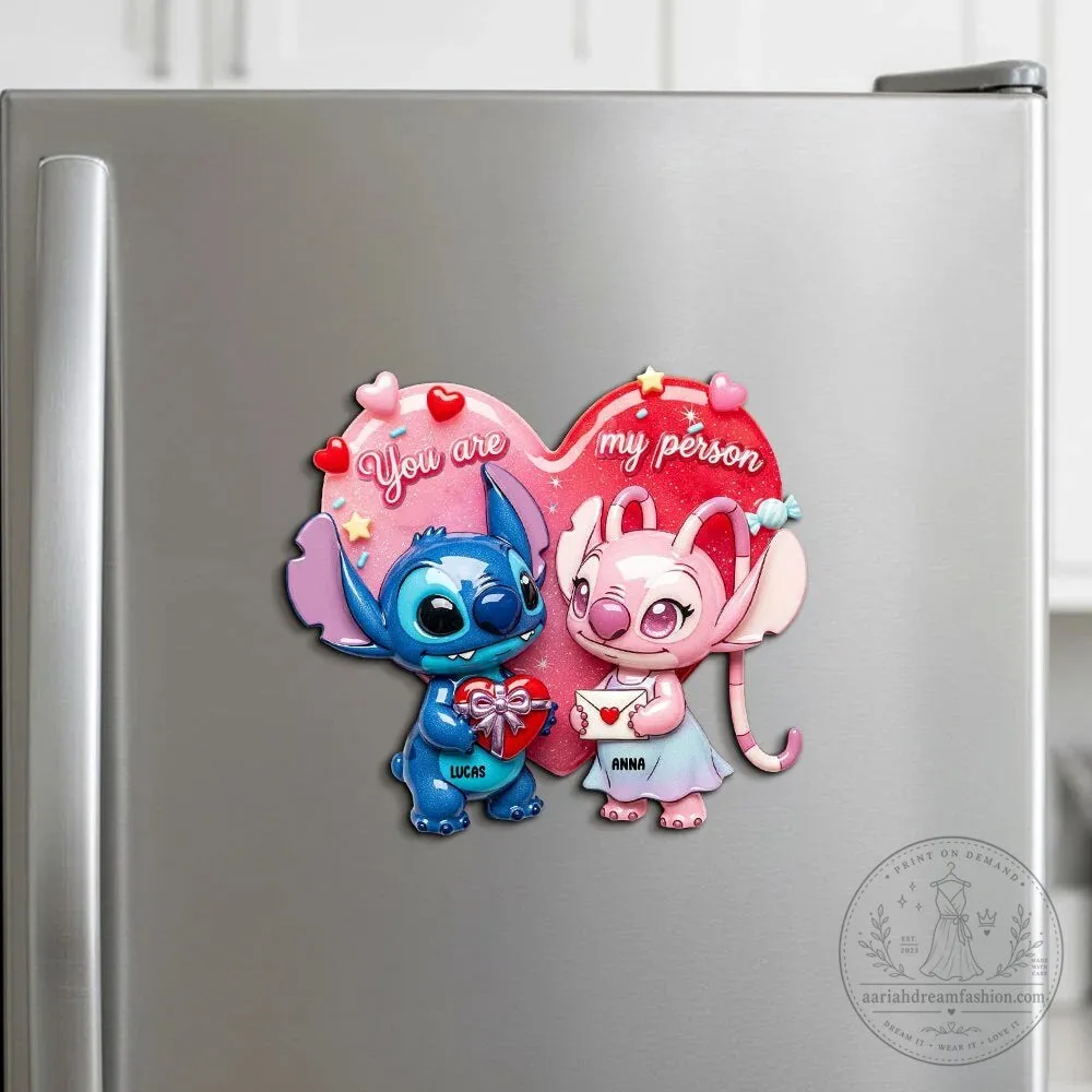 Stitch and Angel You Are My Person Personalized Couple Magnet