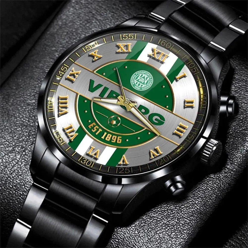 Viborg FF Football Club Fan Stainless Steel Wristwatch with Green Dial