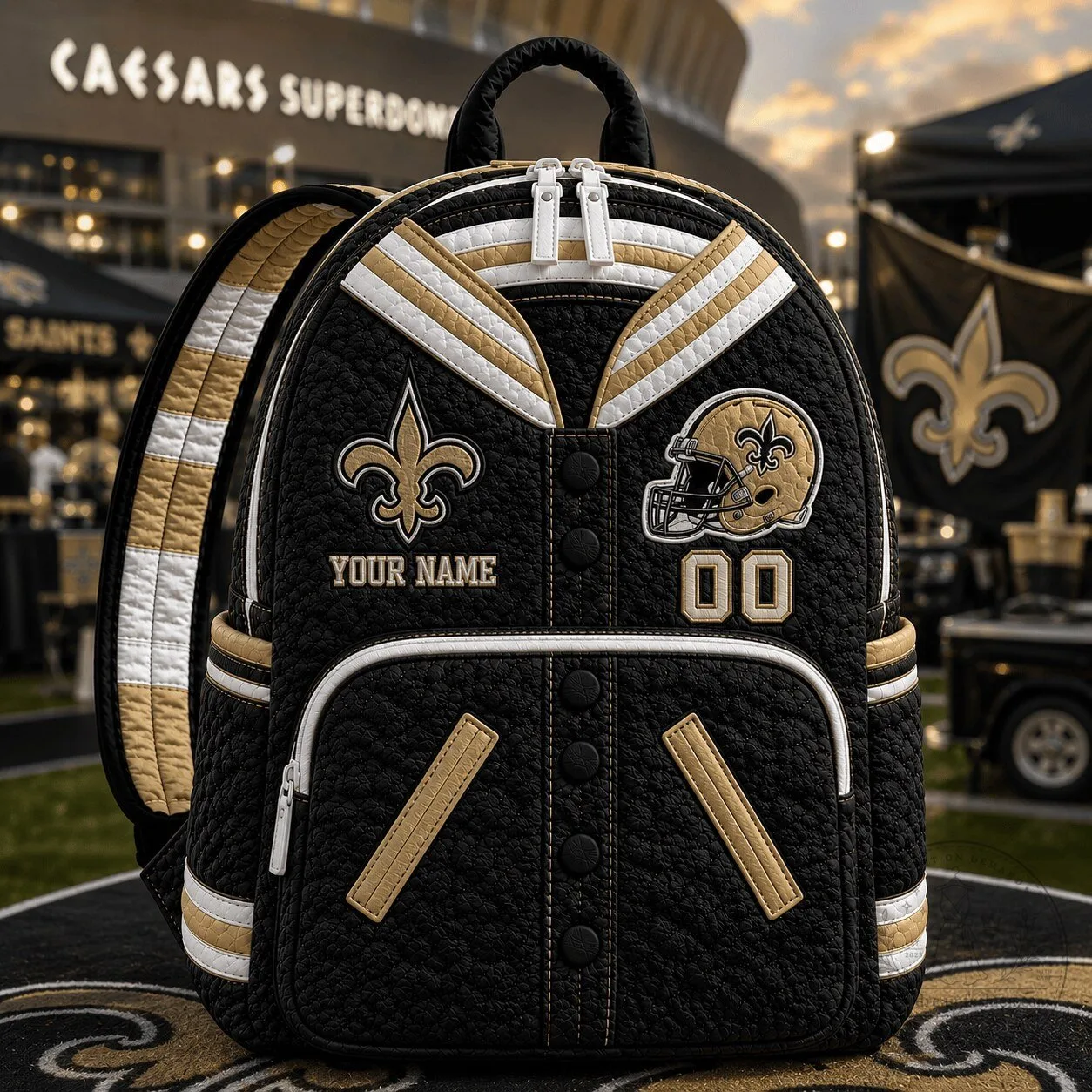New Orleans Saints Personalized Varsity Football Team Quilted Backpack