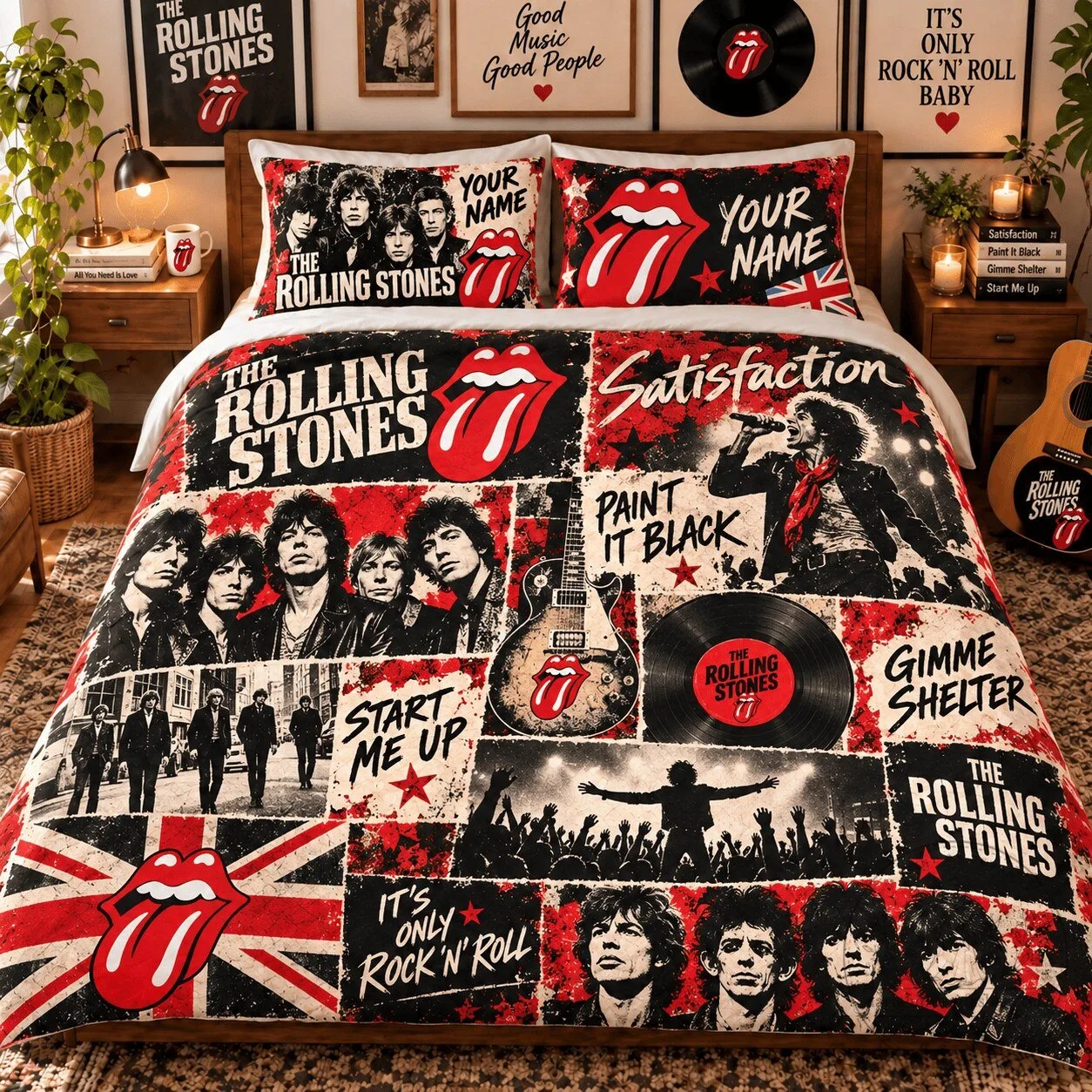 The Rolling Stones Classic Rock Band Personalized Bedding Set
