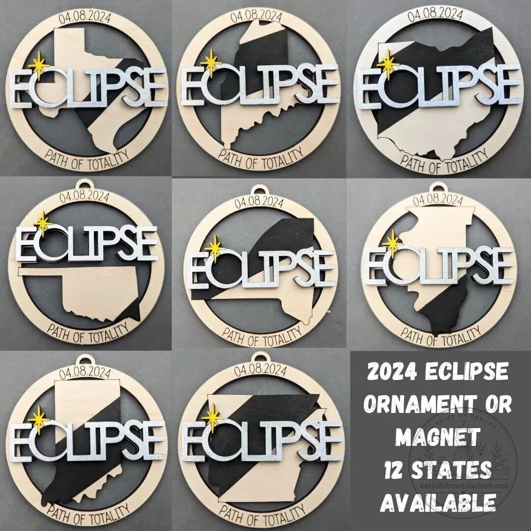 2024 Total Solar Eclipse Path of Totality Commemorative Wooden Ornament 1 2024 Total Solar Eclipse Path of Totality Commemorative Wooden Ornament