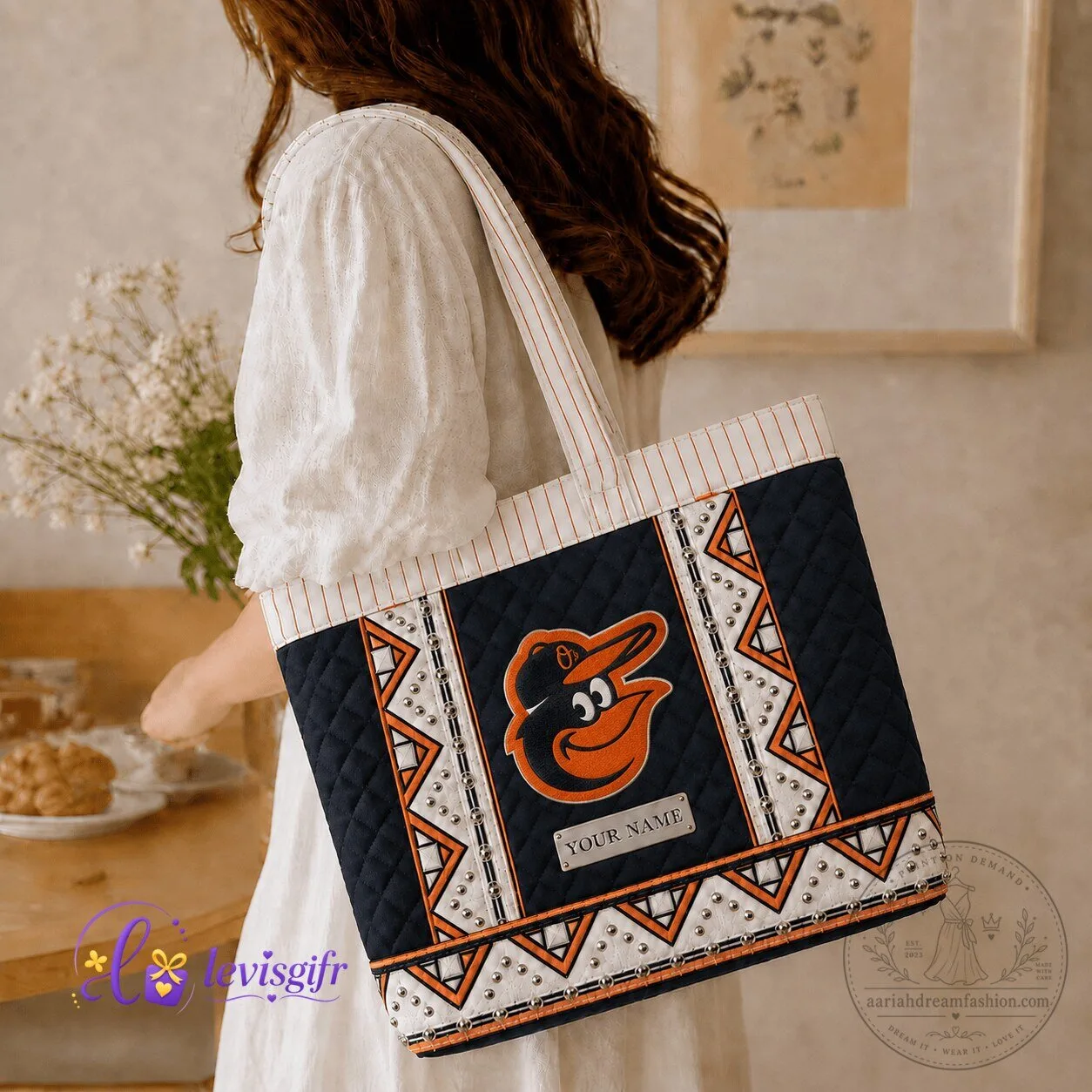 Baltimore Orioles Baseball Team Quilted Tote Bag for Women