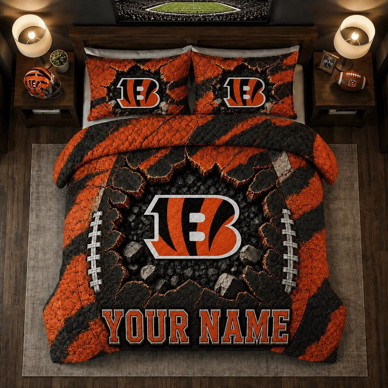 Cincinnati Bengals Personalized Football Bedding Set