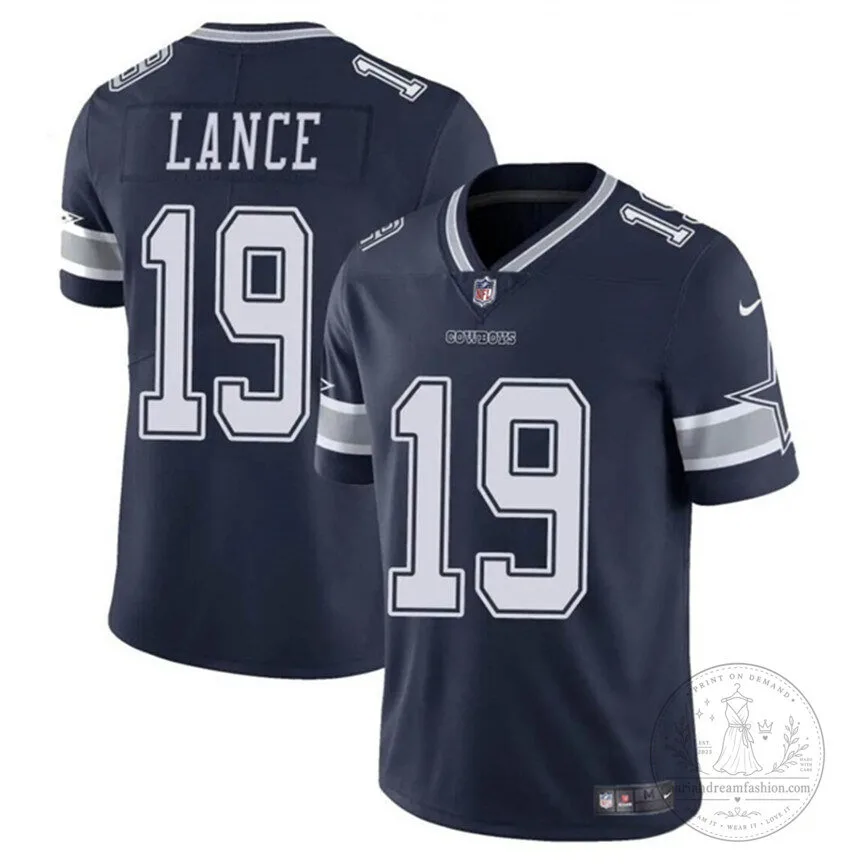 Navy Blue Game Jersey for Trey Lance, Number 19 - Dallas Cowboys Football Apparel