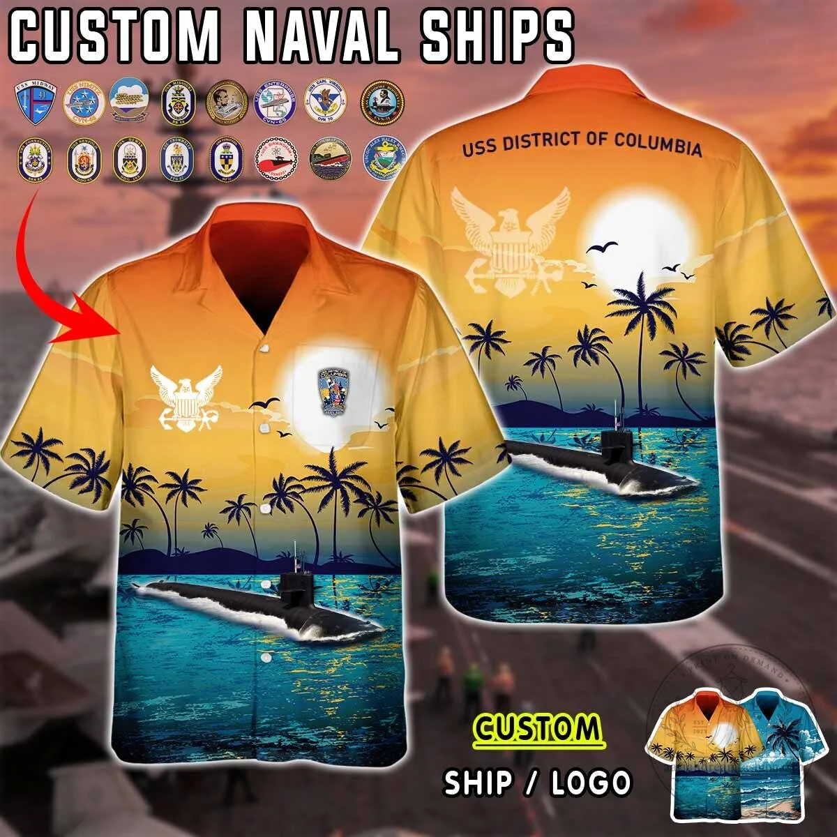 USS District of Columbia SSBN-826 Submarine Sunset Hawaiian Shirt