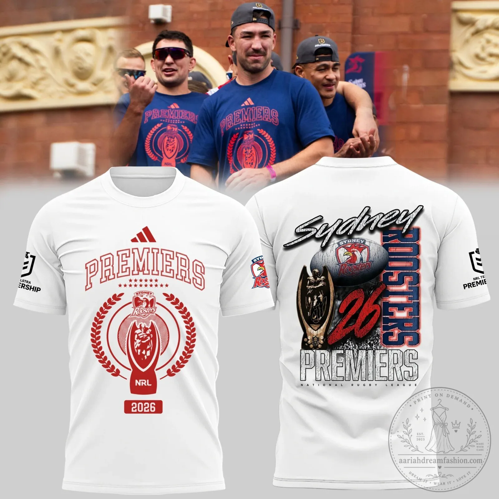 Sydney Roosters National Rugby League Premiers 2026 White T-Shirt
