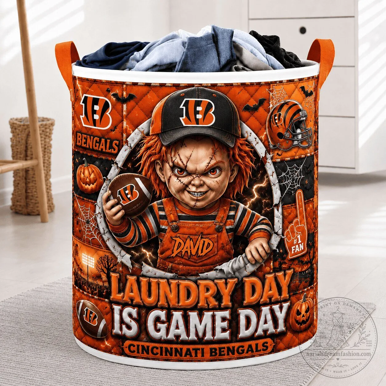 Cincinnati Bengals Chucky Halloween Personalized Laundry Basket