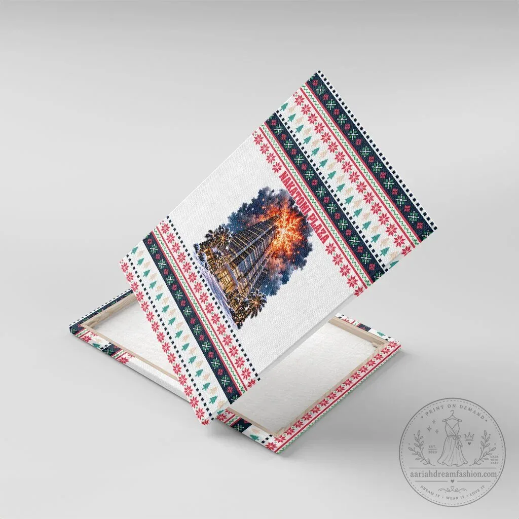 Christmas Nakatomi Plaza Explosion Ugly Sweater Pattern Canvas Wall Art 10 Christmas Nakatomi Plaza Explosion Ugly Sweater Pattern Canvas Wall Art