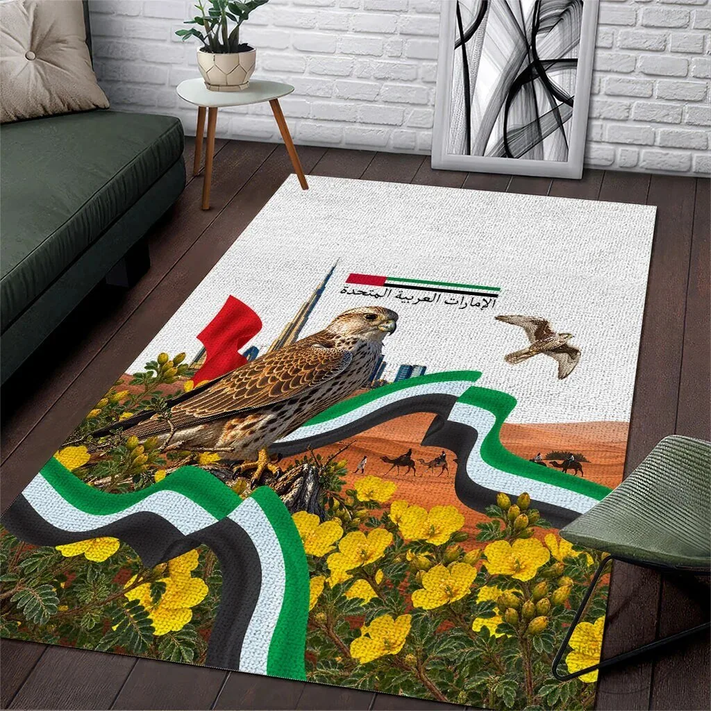 United Arab Emirates National Day Falcon and Burj Khalifa Area Rug