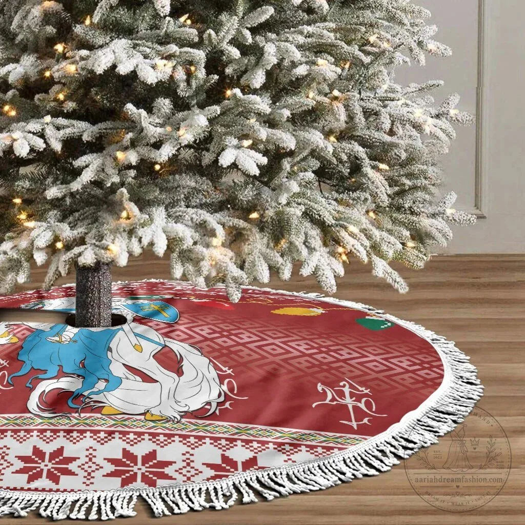 Lithuanian Christmas Tree Skirt with Vytis Knight and Linksmu Kaledu Design 10 Lithuanian Christmas Tree Skirt with Vytis Knight and Linksmu Kaledu Design