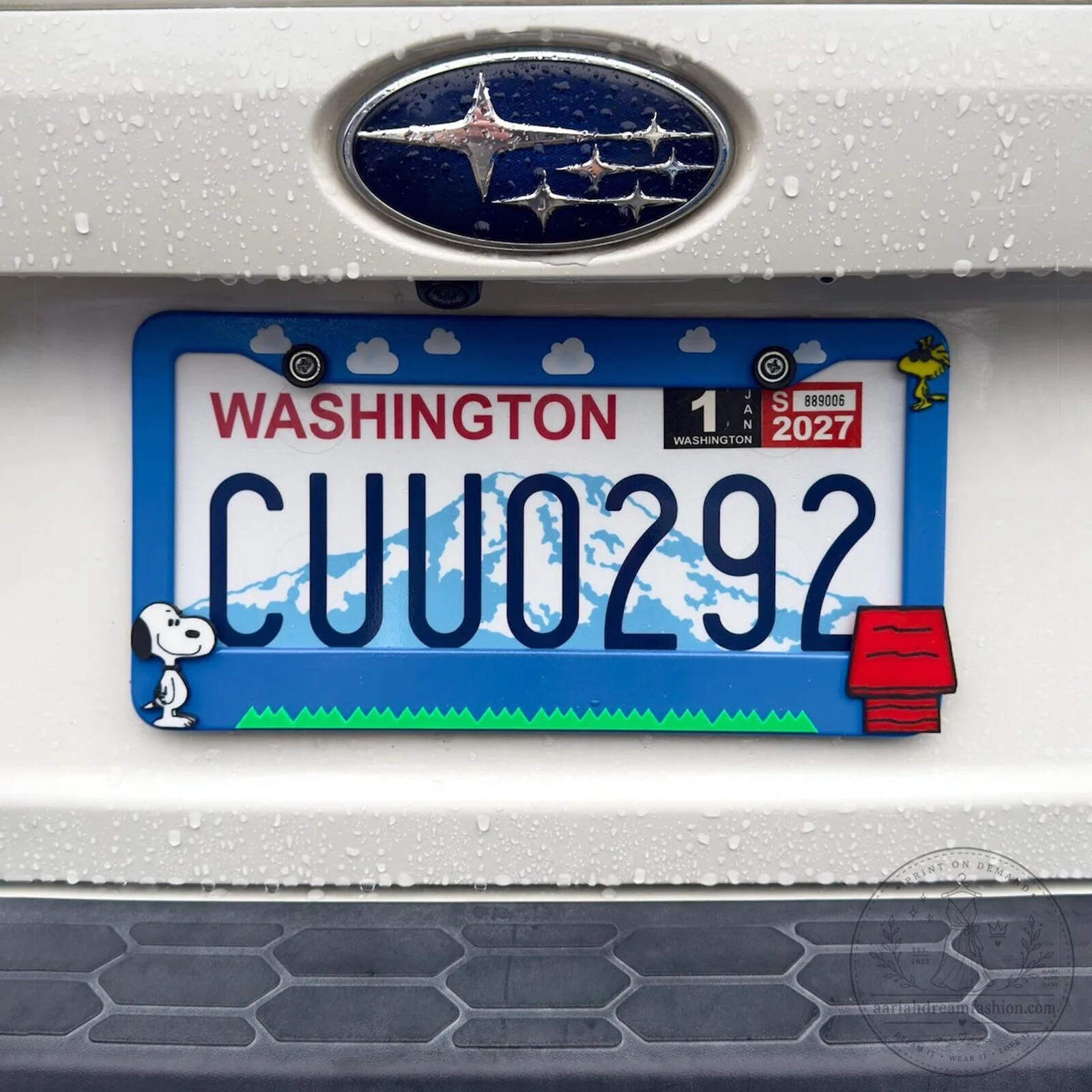 Snoopy and Woodstock Peanuts Cartoon Character License Plate Frame
