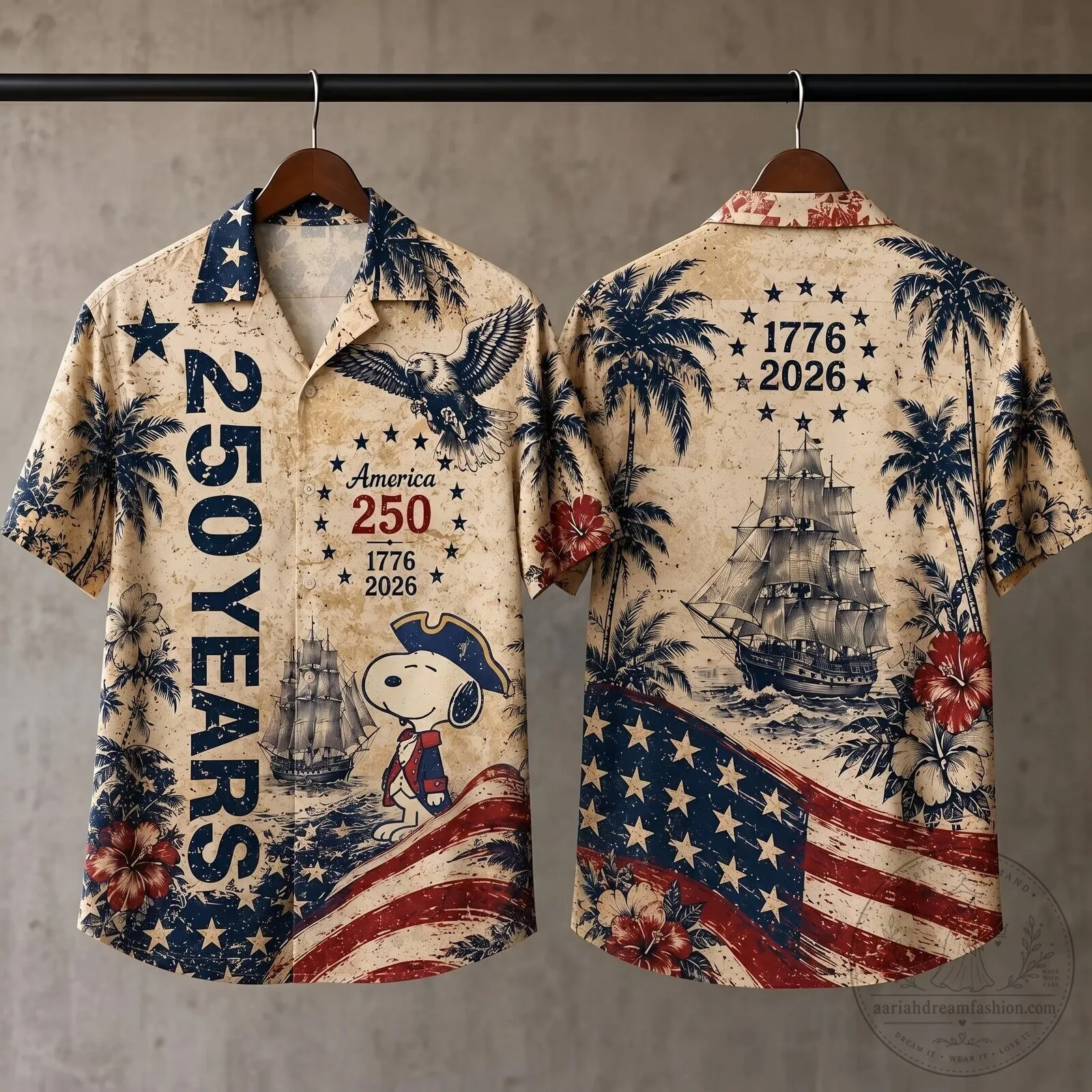 Snoopy Patriotic America 250 Years 1776-2026 Hawaiian Shirt