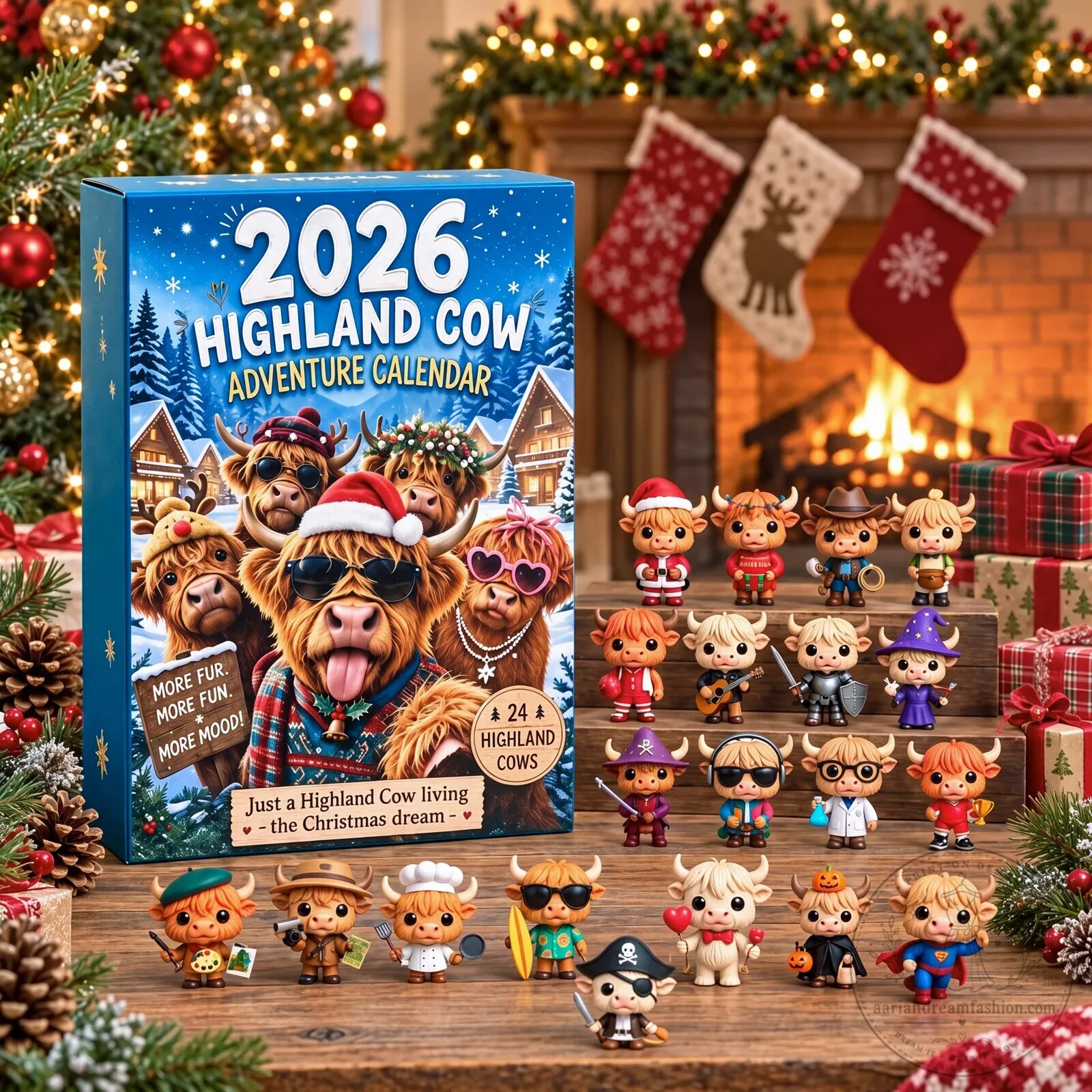 Highland Cow 2026 Christmas Advent Calendar with 24 Collectible Figurines 2D 8 Highland Cow 2026 Christmas Advent Calendar with 24 Collectible Figurines