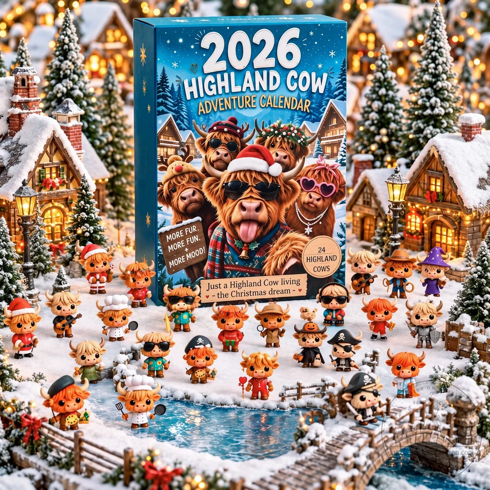 Highland Cow 2026 Christmas Advent Calendar with 24 Collectible Figurines 2D 10 Highland Cow 2026 Christmas Advent Calendar with 24 Collectible Figurines