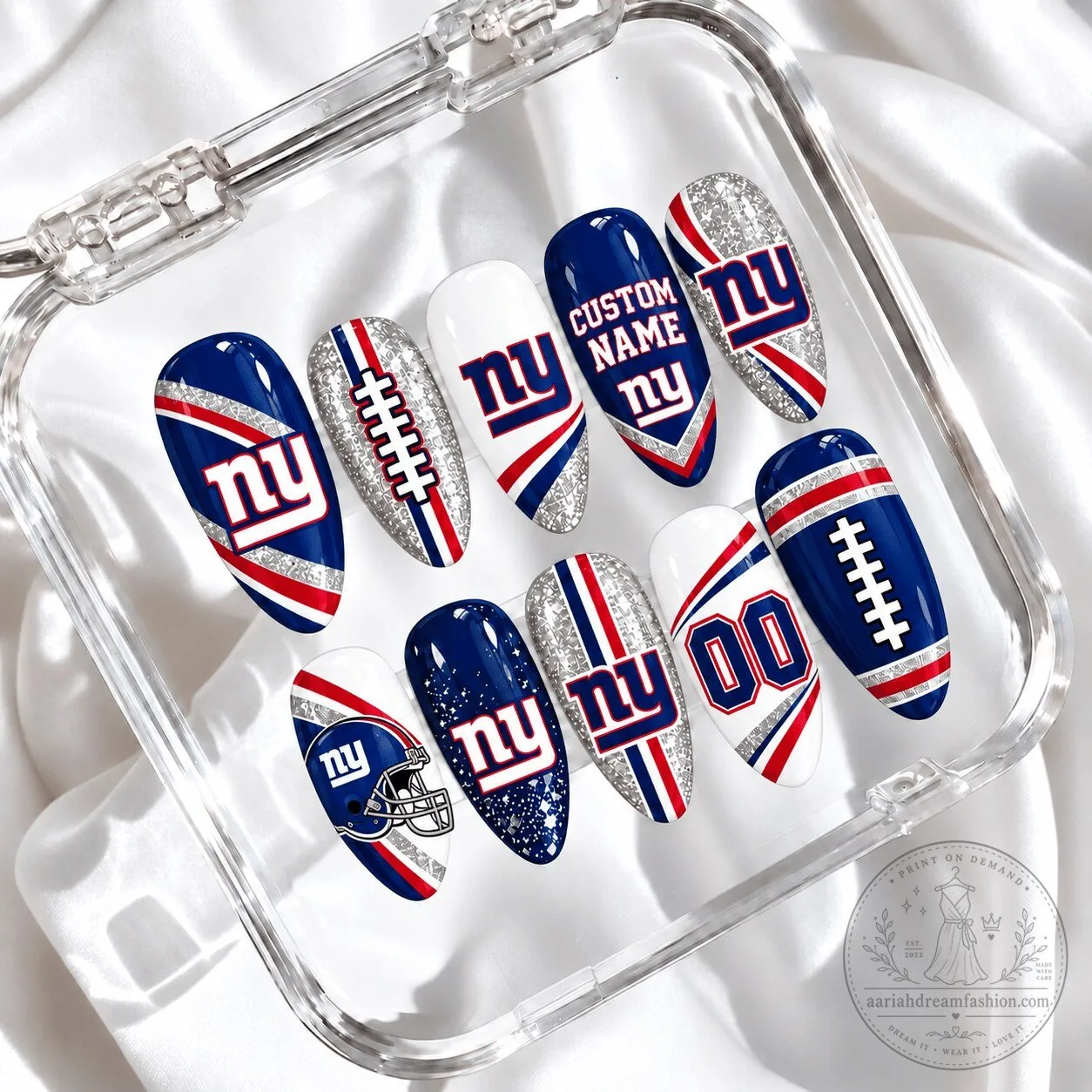New York Giants Custom Press On Nails NFL Football Team Manicure Set