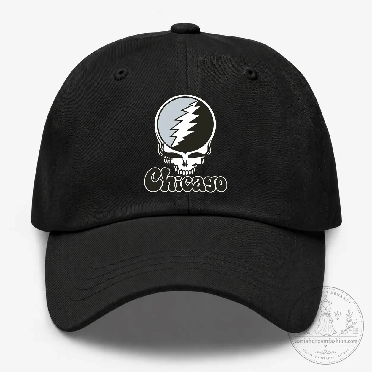 Grateful Dead Stealie Chicago Baseball Black Adjustable Cap Hat