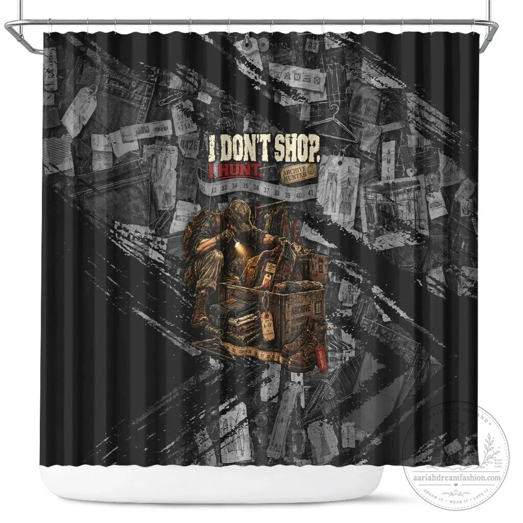 Archive Hunter The Hunt Never Ends Vintage Streetwear Grunge Collage Shower Curtain