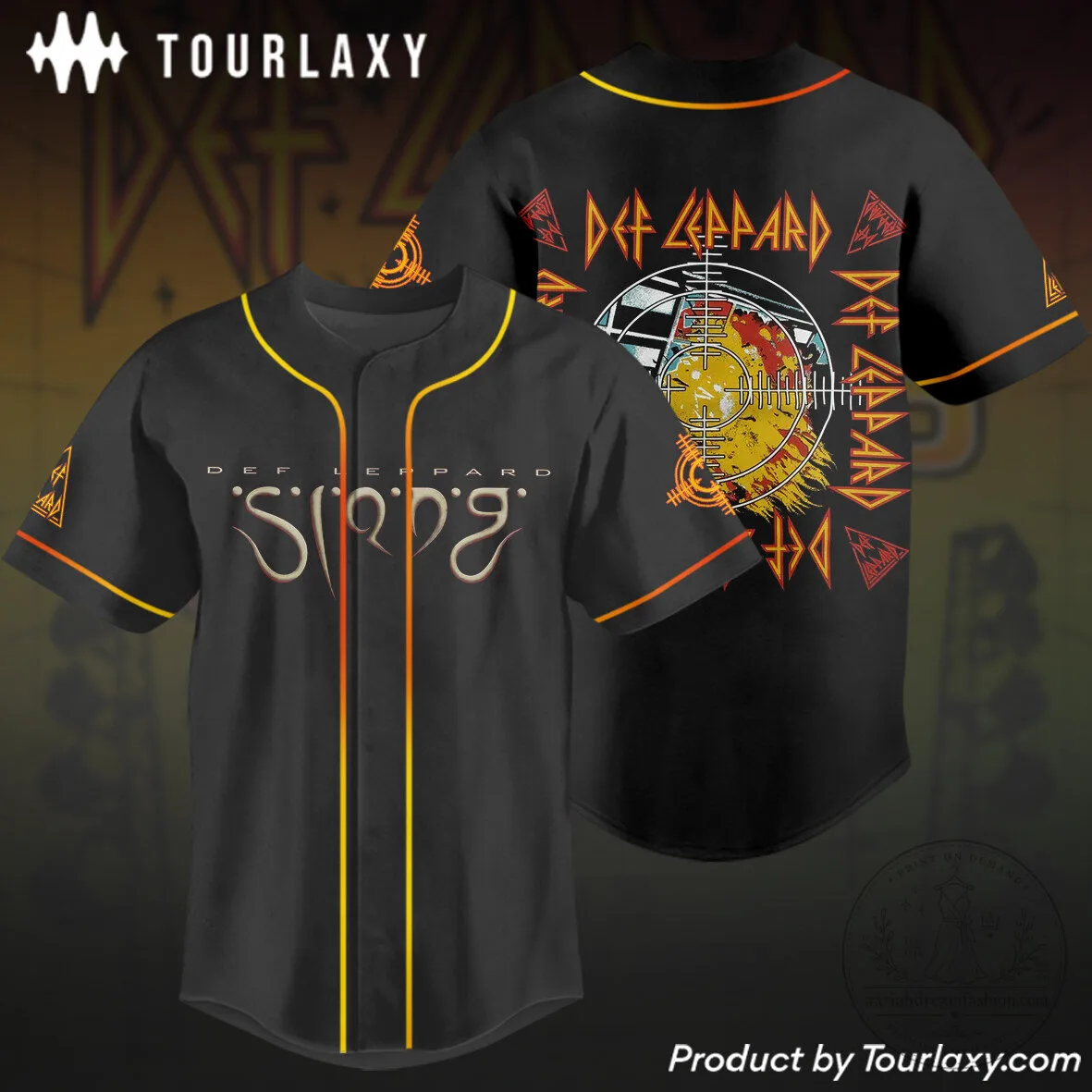 Def Leppard Slang Album Art Black Baseball Jersey