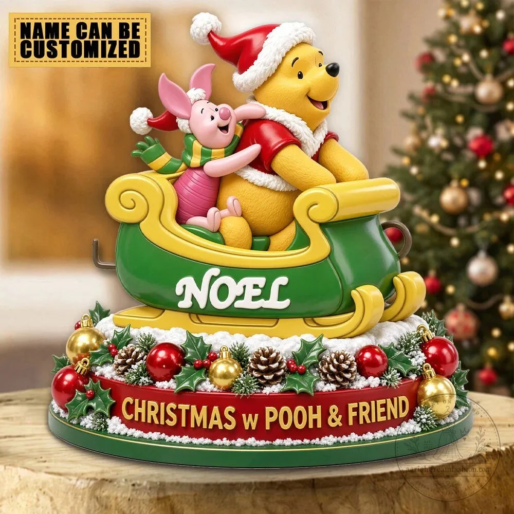 Winnie the Pooh and Piglet Christmas Sleigh Holiday Tabletop Figurine