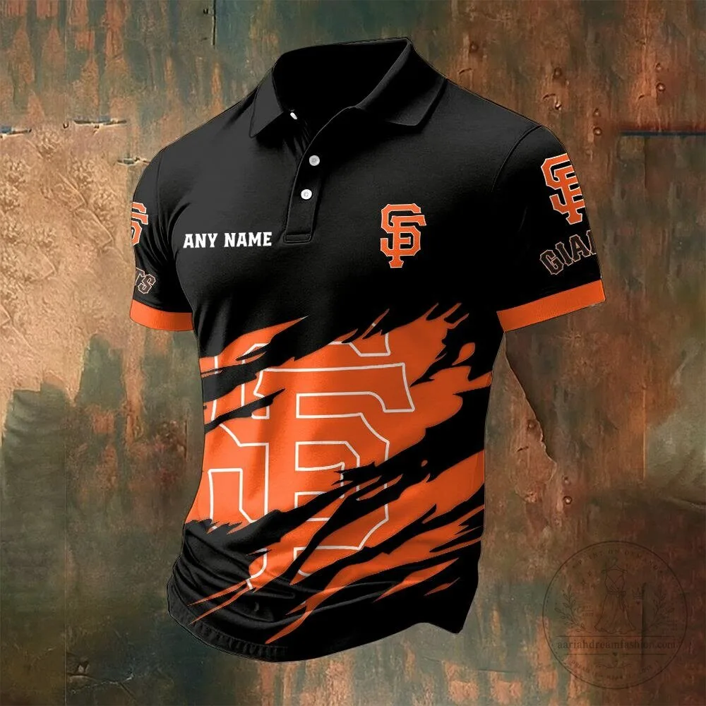San Francisco Giants Personalized Name Black and Orange Baseball Polo Shirt 2 San Francisco Giants Personalized Name Black and Orange Baseball Polo Shirt